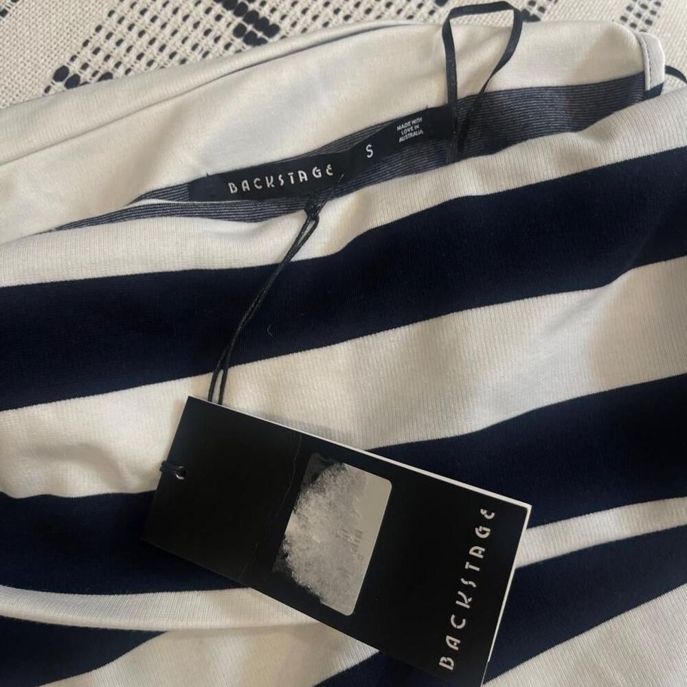 Backstage Women's Black and Navy Crop-top - Picture 2 of 3